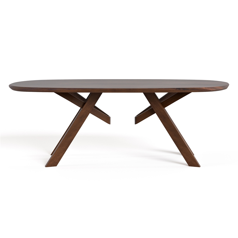 Bowery Hill Solid Wood Dining Table with 3D Cuts Top in Rich Walnut
