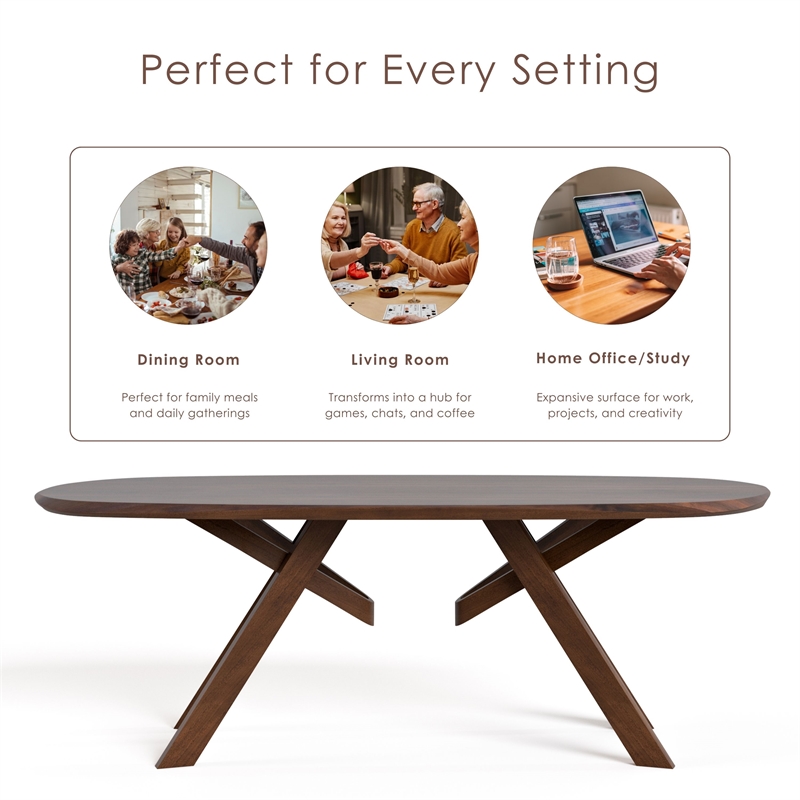 Bowery Hill Solid Wood Dining Table with 3D Cuts Top in Rich Walnut