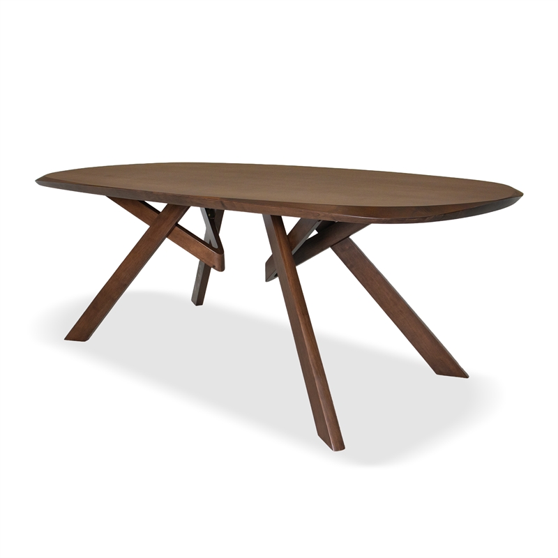 Bowery Hill Solid Wood Dining Table with 3D Cuts Top in Rich Walnut