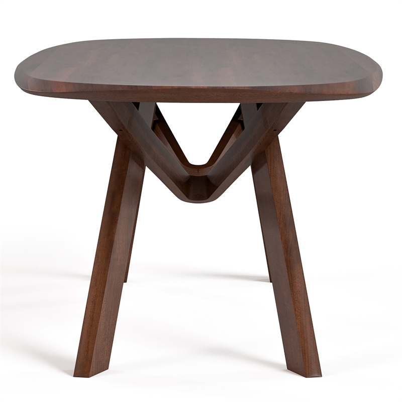 Bowery Hill Solid Wood Dining Table with 3D Cuts Top in Rich Walnut