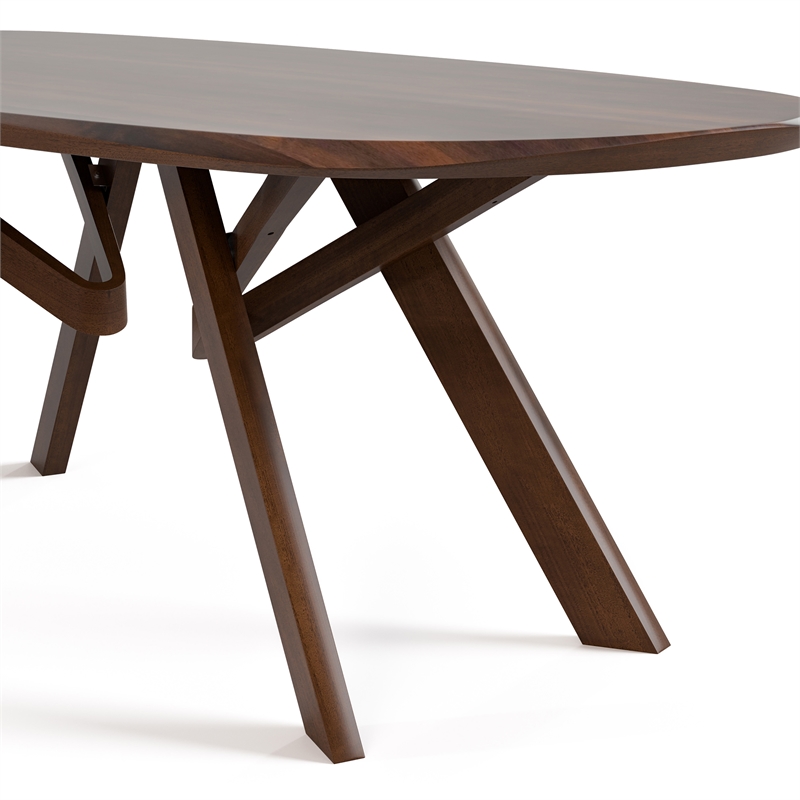 Bowery Hill Solid Wood Dining Table with 3D Cuts Top in Rich Walnut