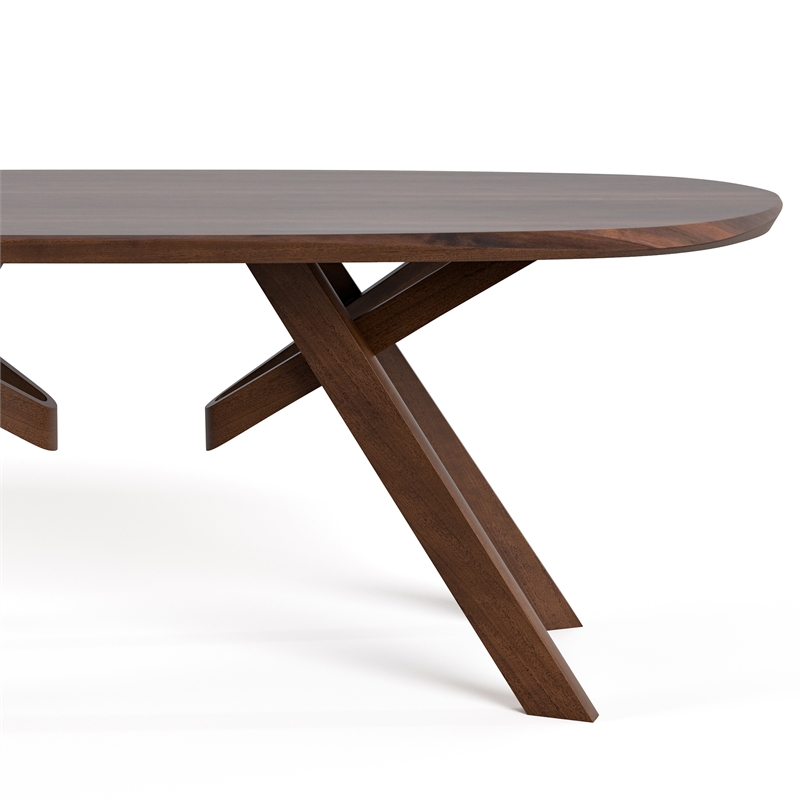 Bowery Hill Solid Wood Dining Table with 3D Cuts Top in Rich Walnut