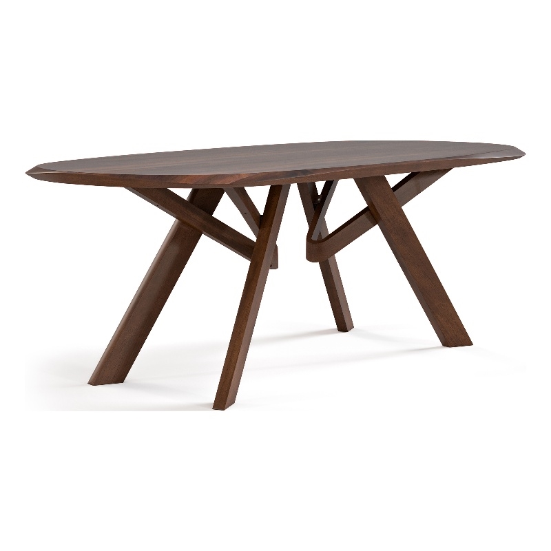 Bowery Hill Solid Wood Dining Table with 3D Cuts Top in Rich Walnut