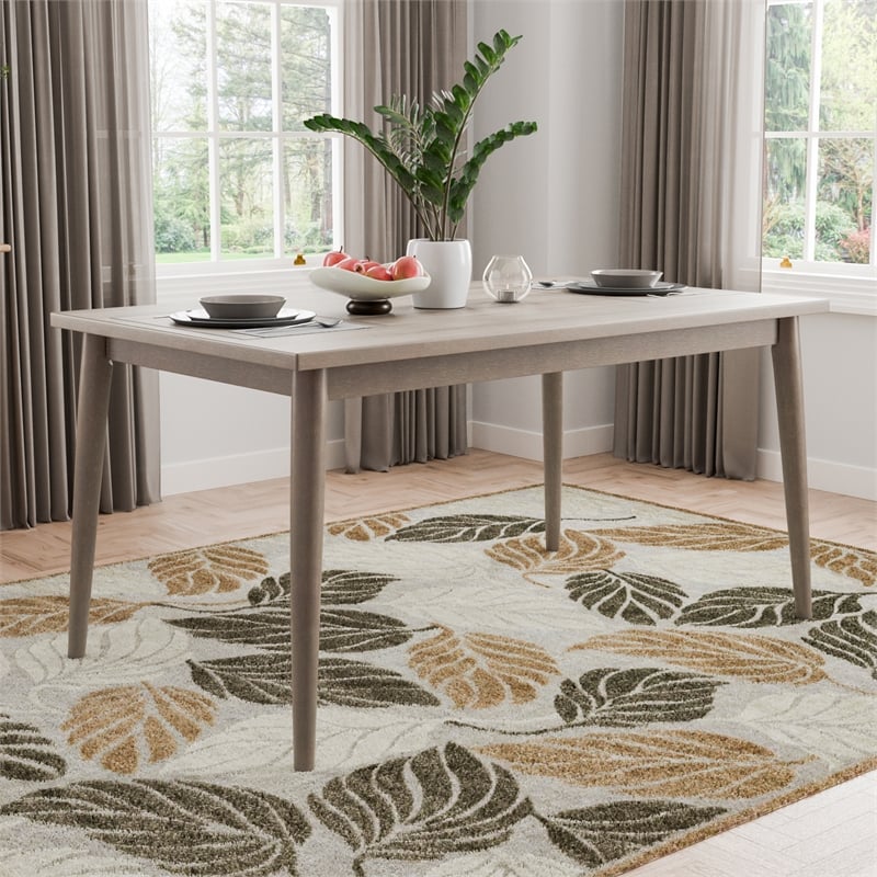 Bowery Hill Rectangular Dining Table in Grey with Wood Veneer Finish