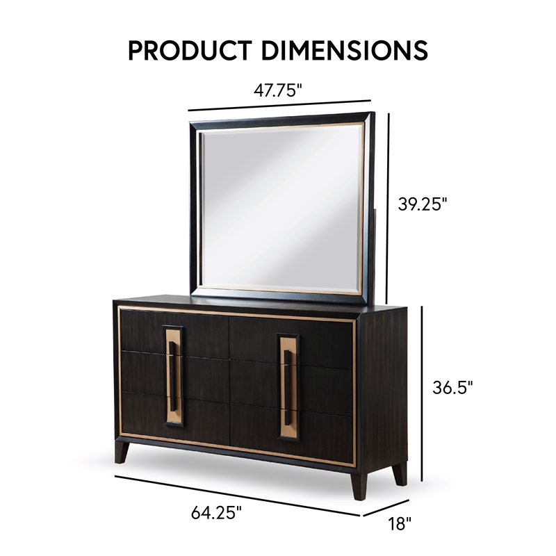 Bowery Hill 2-Piece 6-Drawer Wood Dresser and Mirror Set in Espresso