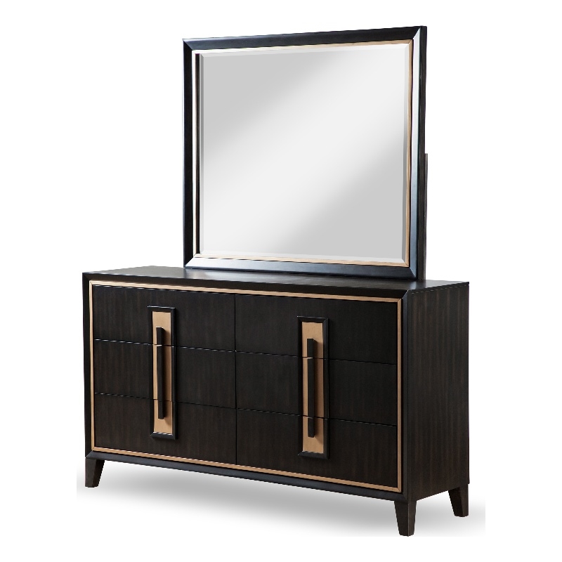 Bowery Hill 2-Piece 6-Drawer Wood Dresser and Mirror Set in Espresso