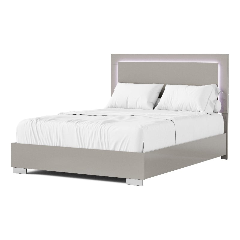 Bowery Hill LED Light Eastern King Bed in Light Taupe