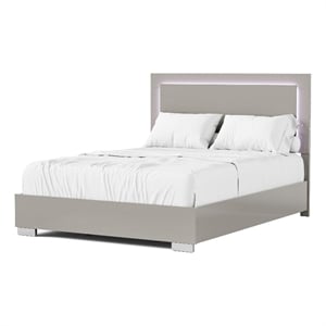 Bowery Hill LED Light Eastern King Bed in Light Taupe