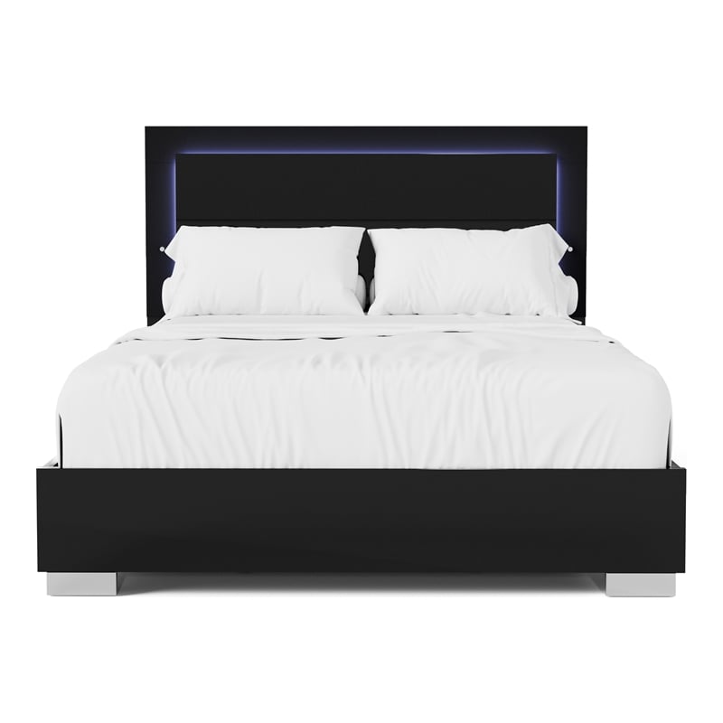 Bowery Hill LED Light Eastern King Bed in Piano Black