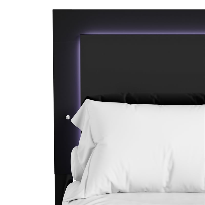 Bowery Hill LED Light Eastern King Bed in Piano Black