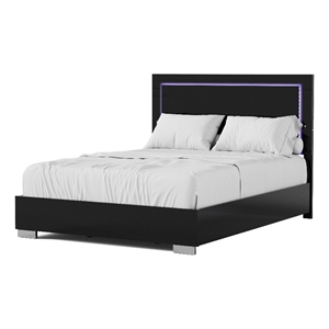 Bowery Hill LED Light Eastern King Bed in Piano Black