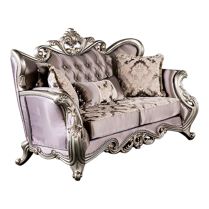 Bowery Hill 2-Piece Velvet Tufted Sofa Set with Wingback Design in Purple