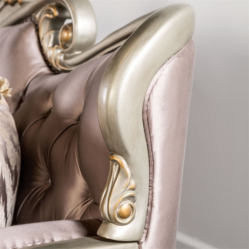 Bowery Hill 2-Piece Velvet Tufted Sofa Set with Wingback Design in Purple