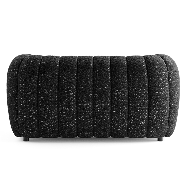 Bowery Hill Boucle Fabric Channel Tufted Loveseat in Black