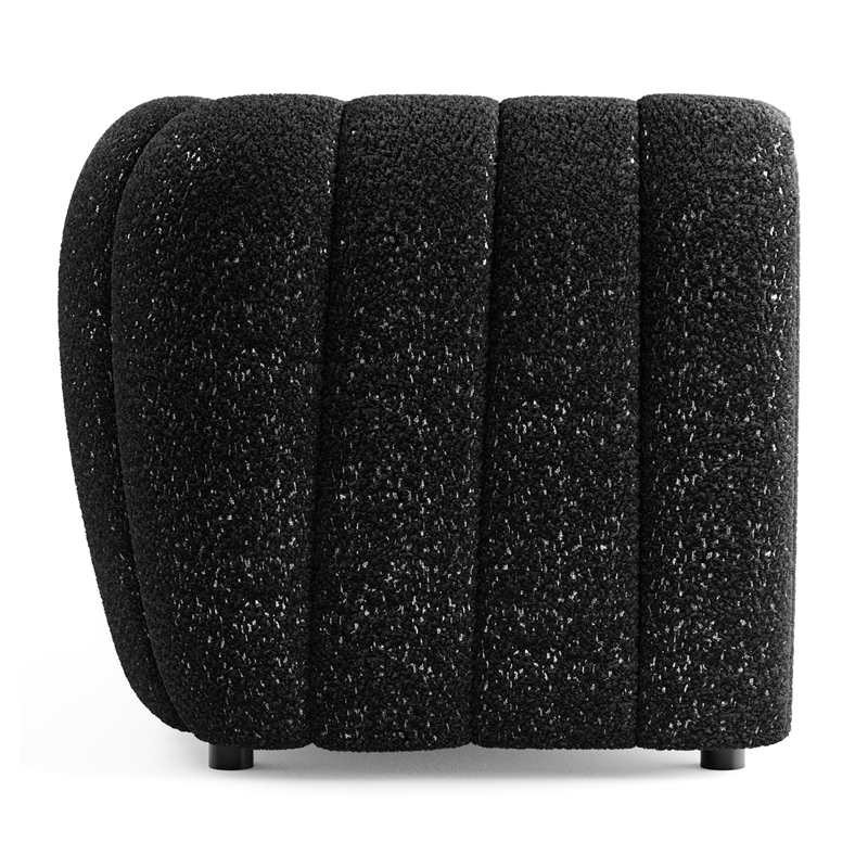 Bowery Hill Boucle Fabric Channel Tufted Loveseat in Black