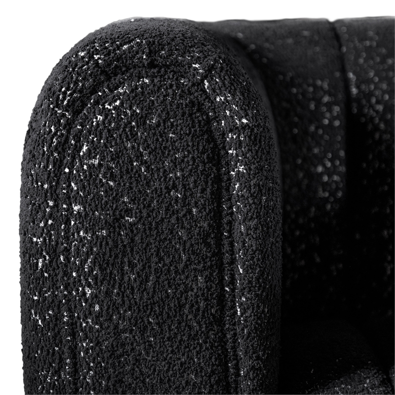 Bowery Hill Boucle Fabric Channel Tufted Loveseat in Black