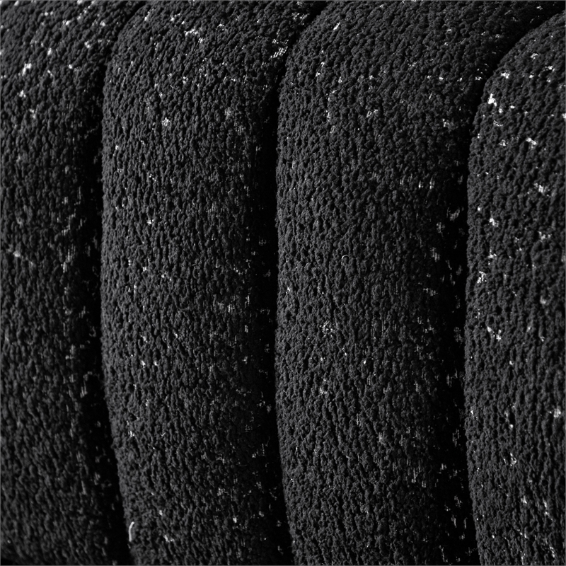Bowery Hill Boucle Fabric Channel Tufted Loveseat in Black