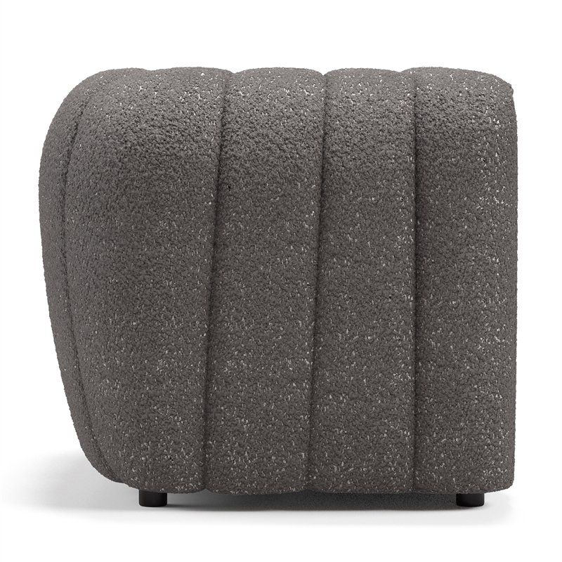 Bowery Hill Boucle Fabric Tufted Arm Chair in Charcoal Gray