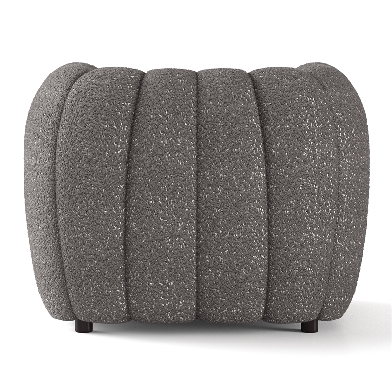 Bowery Hill Boucle Fabric Tufted Arm Chair in Charcoal Gray