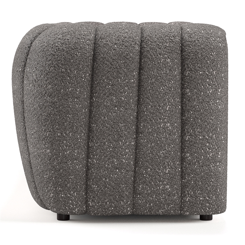 Bowery Hill Boucle Fabric Channel Tufted Sofa in Charcoal Gray