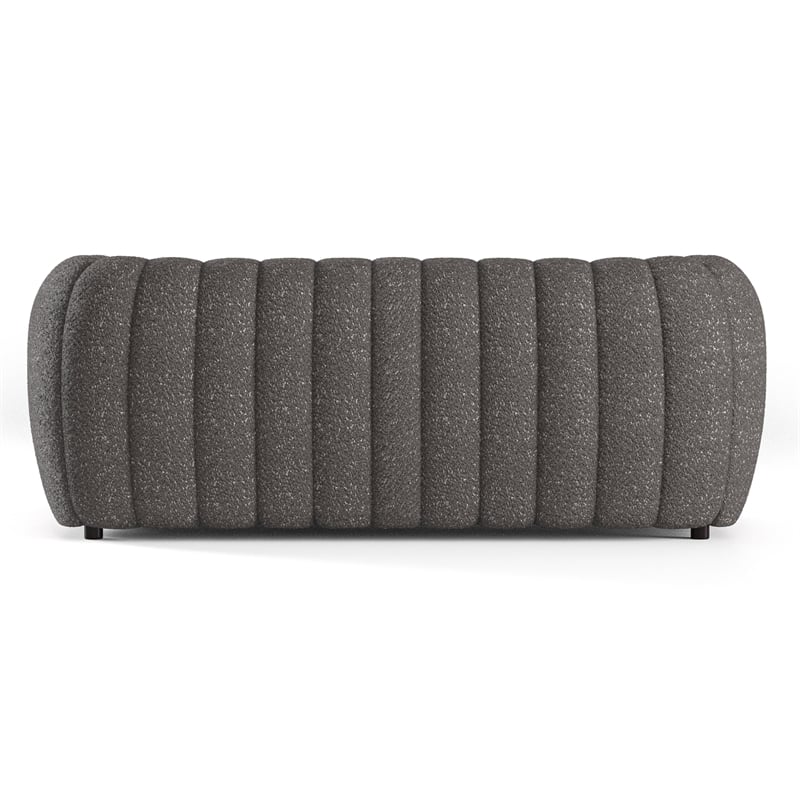 Bowery Hill Boucle Fabric Channel Tufted Sofa in Charcoal Gray