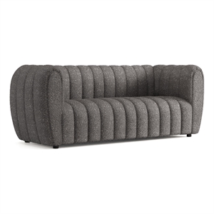 Bowery Hill Boucle Fabric Channel Tufted Sofa in Charcoal Gray