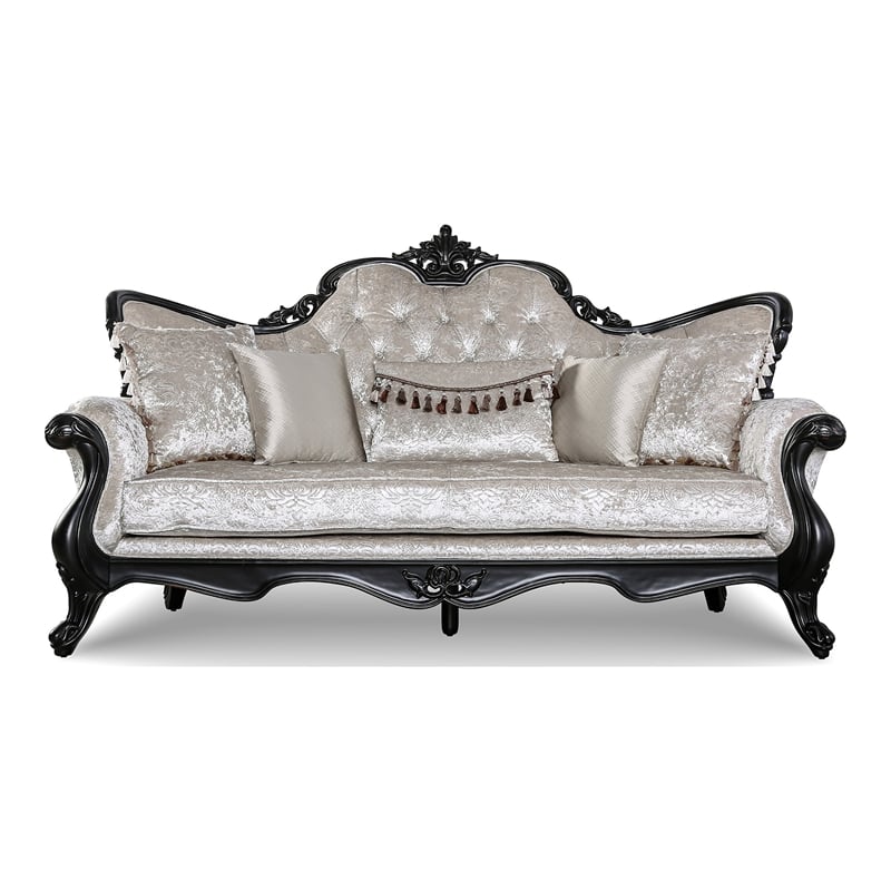 Bowery Hill 2-Piece Wood Tufted Sofa Set with Loveseat in Black