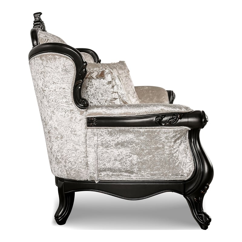 Bowery Hill 2-Piece Wood Tufted Sofa Set with Loveseat in Black