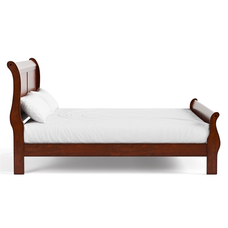 Bowery Hill Wood Sleigh Full Panel Bed in Classic Cherry