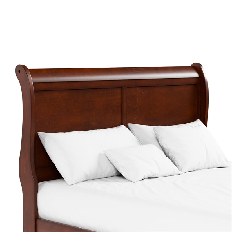 Bowery Hill Wood Sleigh Full Panel Bed in Classic Cherry