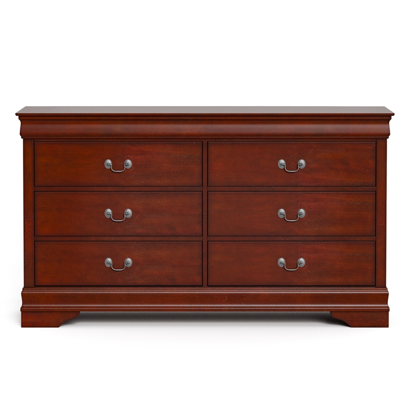 Bowery Hill Wood 6-Drawer Dovetail Dresser in Cherry Finish