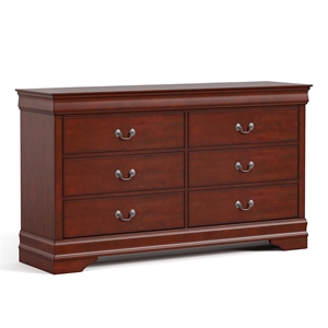 Bowery Hill Wood 6-Drawer Dovetail Dresser in Cherry Finish