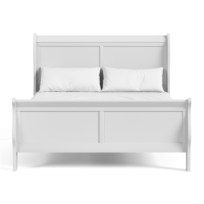 Bowery Hill Wood Sleigh Queen Panel Bed in White