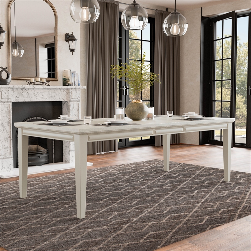 Bowery Hill Wood Extendable Dining Table in White Oak