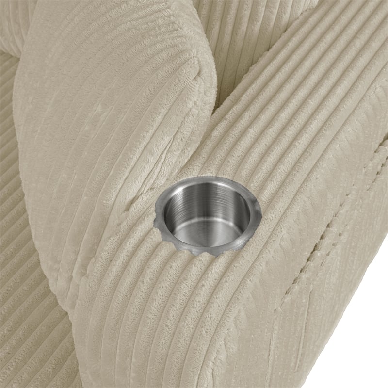 Bowery Hill Chenille Sofa with Cup Holders and USB Ports in Beige