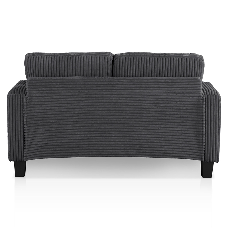 Bowery Hill Dark Gray Chenille Loveseat with Cup Holders and Storage
