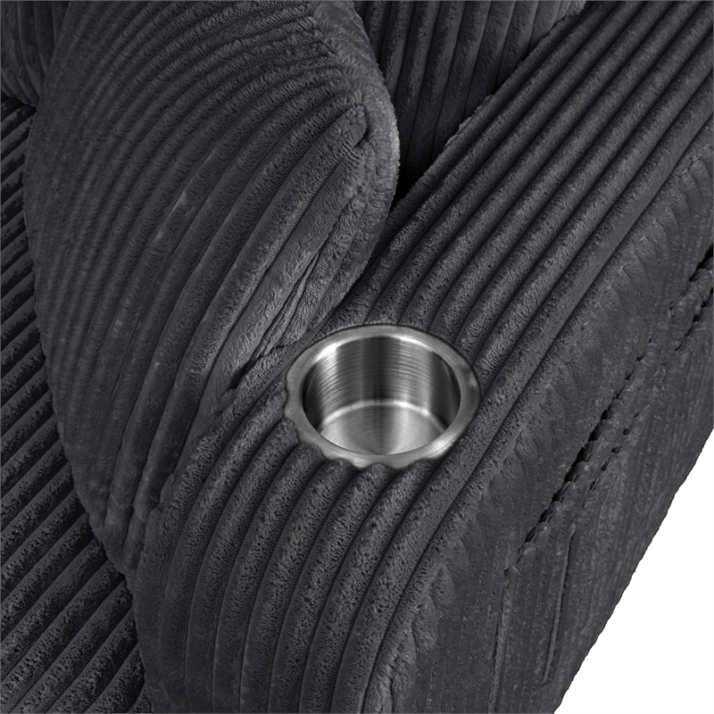 Bowery Hill Dark Gray Chenille Loveseat with Cup Holders and Storage