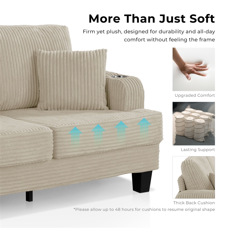 Bowery Hill Dark Gray Chenille Loveseat with Cup Holders and Storage