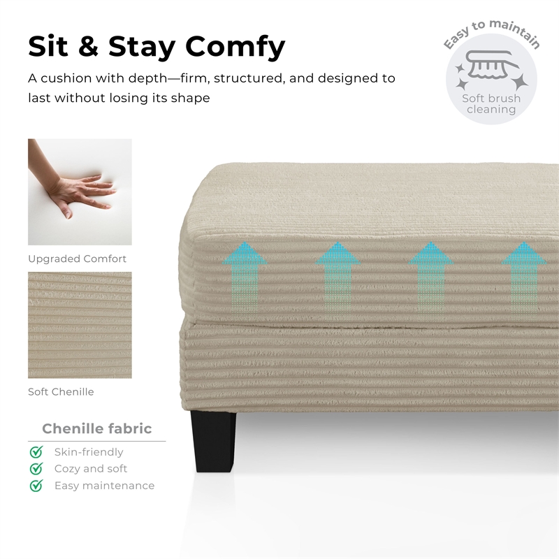 Bowery Hill Chenille Storage Ottoman in Dark Gray