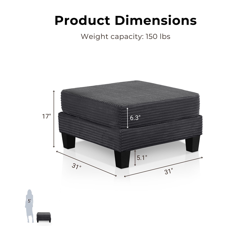 Bowery Hill Chenille Storage Ottoman in Dark Gray