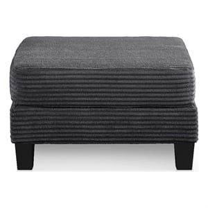 Bowery Hill Chenille Storage Ottoman in Dark Gray