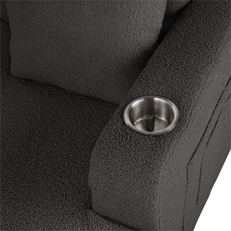 Bowery Hill Dark Gray Loveseat with Cup Holders and Side Pockets