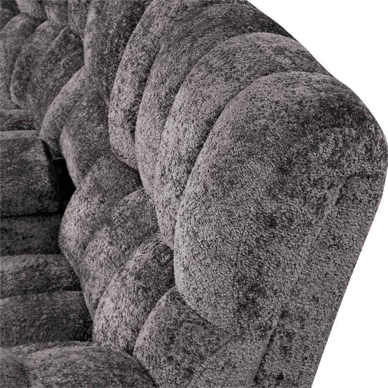 Bowery Hill Dark Gray Fabric Power Reclining Sectional with USB Ports