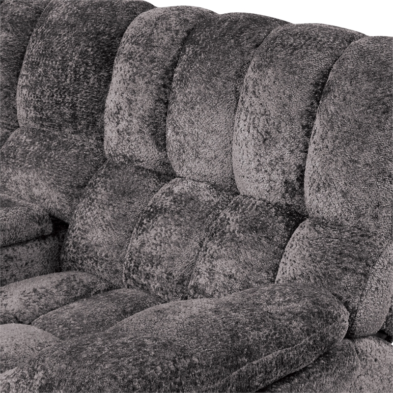 Bowery Hill Dark Gray Fabric Power Reclining Sectional with USB Ports