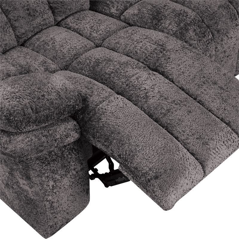 Bowery Hill Dark Gray Fabric Power Reclining Sectional with USB Ports