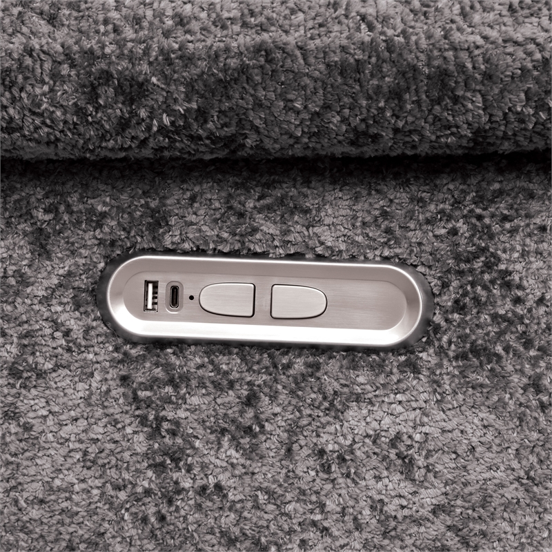 Bowery Hill Dark Gray Fabric Power Reclining Sectional with USB Ports