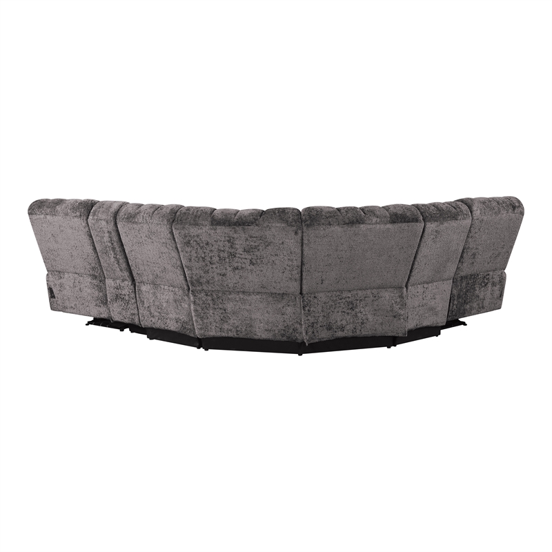 Bowery Hill Dark Gray Fabric Power Reclining Sectional with USB Ports