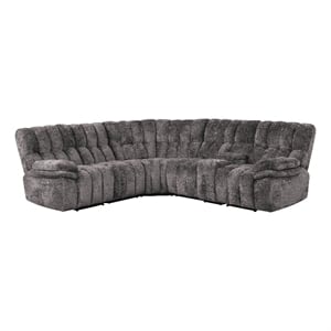 Bowery Hill Dark Gray Fabric Power Reclining Sectional with USB Ports