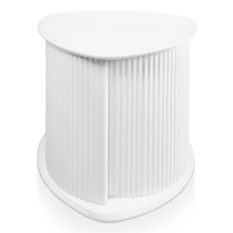 Bowery Hill 2-Piece Glossy White End Table Set with Fluted Pedestal Base