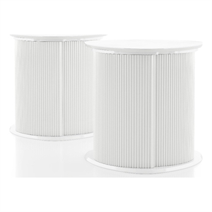 Bowery Hill 2-Piece Glossy White End Table Set with Fluted Pedestal Base